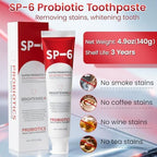 SP-6 Probiotic Whitening Toothpaste, SP-6 Probiotic Toothpaste, Enhanced Formula with 6 Probiotics for Teeth Whitening/Brightening, Enamel-Safe, Fluoride-Free, Fresh Mint Flavor, 4.9oz, 3Pack