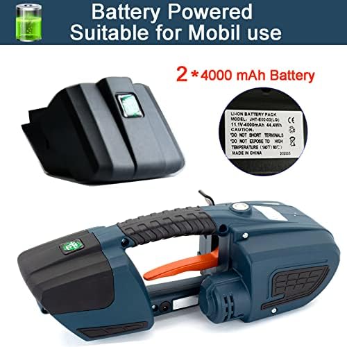 HIGHTOP Electric Strapping Machine JDC1316 for 1/2-5/8 Inch PP PET Strap Automatic Strapping Tool 2X4000mAh Battery Handheld Banding Tools for Plastic Packaging Strapping Tensioner Baler for Pallet