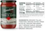 Bionaturae Organic Tomato Basil Pasta Sauce - Gluten Free Sauce for Spaghetti, Pizza, & Lasagna, Non GMO, No Added Sugar, Kosher, Glyphosate Free, Made in Italy, Tastes like Homemade - 24 oz Jar