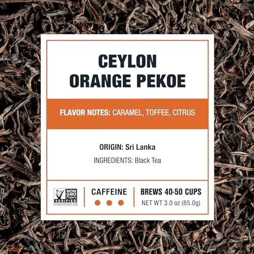 Tiesta Tea - Ceylon Orange Pekoe Black Tea, Loose Leaf, Single Origin Premium Black from Sri Lanka, Pure Unblended High Caffeinated, Hot or Iced Brew & Up to 50 Cups, 3oz Refillable Tin