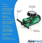 AireMed Oxygen Regulator 0-15LPM, CGA-870 Gauge Flow Rate – Includes Wrench Key, 5 Brass Yoke Washer Seals, and 2 Oxygen Tubing Swivel Connectors - Ergonomic Handle Design – Green