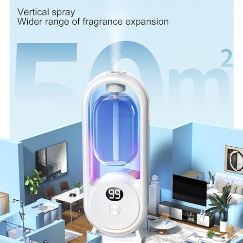 Wall Mounted Essential Oil Diffuser,Wall Mounted Essential Oil Diffuser 3 Power Level 360° Surround Spray, Battery Life with LCD Display