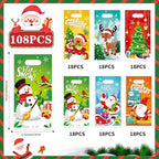 FOIMAS 108 PCS Christmas Treat Bags with Handles Plastic Christmas Goodie Candy Bags Xmas Gift Bag for Xmas Holiday Gift Wrapping Supply