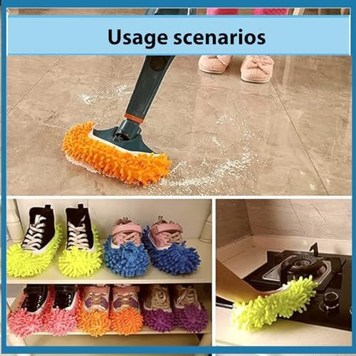 2 Pairs Washable Mop Slippers Dust Duster Microfiber Dust Mop Shoes Slippers Floor Cleaning Shoes Cover for Home Kitchen