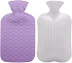 Fashy Hot Water Bottle with Quilted Cotton Purple Cover (2L, 67oz) – Made in Germany