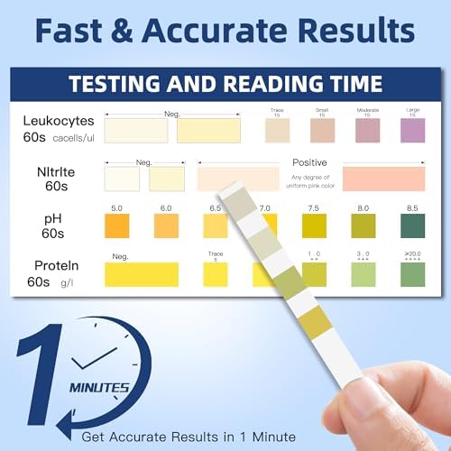 4-in-1 UTI Test Strips, 50ct Full Panel Urinary Tract Infection Test Kit at Home for Women Men Kids, Urinalysis Leukocytes, Nitrites, PH, Protein Urine Strip for UTI and Bladder, 50 Strips 50 Cups