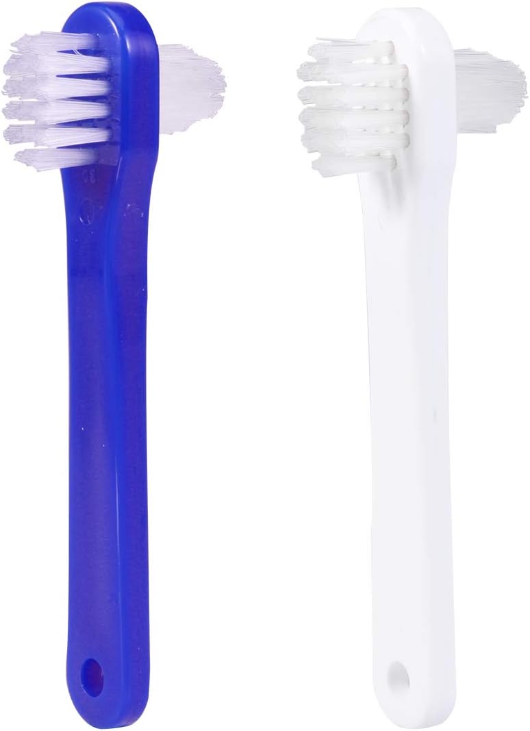 Healifty Denture Toothbrush Double Sided Full Denture Brush with Dual Bristles for Effective Cleaning Compact 4.33 Inch Manual Toothbrush for Dentures Oral Care