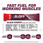 CLIF BLOKS - Black Cherry Flavor with Caffeine - Energy Chews - Non-GMO - Plant Based - Fast Fuel for Cycling and Running - Quick Carbohydrates and Electrolytes - 2.12 oz. (18 Count)