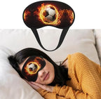 Fire Soccer Ball Eye Mask for Sleeping Soft Satin Sleep Shade Cover Blindfold with Elastic Strap Travel Nap Blackout Eye Shade Cover for Women Men