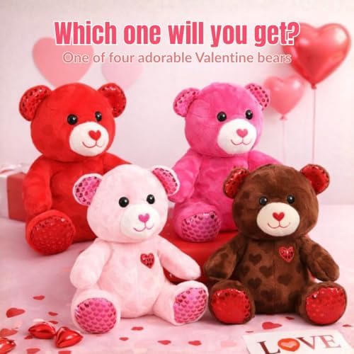 Valentine’s Day Package with Teddy Bear & Chocolate – Romantic Candy Gift Set for Her or Him, Valentine Day Gift Basket with Sweets, V-Day Heart Bag & Greeting Card Included