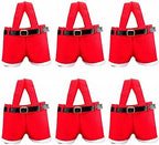 Homecube Christmas Candy Bag Santa Pants Gift and Treat Bags with Handle Portable Candy Gift Baskets Gift Wrap for Wedding, Pack of 6(7" L x 8.5" H)