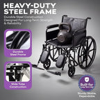 Heavy Duty Bariatric Wheelchair for Adults - Removable Desk Arms and Elevated Leg Rests - Adjustable Height, Foldable - 22" Seat Width - 500lb Capacity - K7