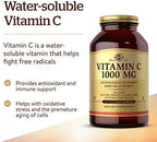 Solgar Vitamin C 1000 mg, 250 Vegetable Capsules - Antioxidant & Immune Support - Overall Health - Healthy Skin & Joints - Bioflavonoids Supplement - Non GMO, Vegan, Gluten No, Kosher - 250 Servings