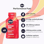 GU Energy Original Sports Nutrition Energy Gel, Vegan and Dairy-Free On-the-Go Energy for Any Workout, Strawberry Banana, 8-Count