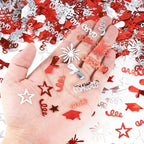 VHUWE Graduation Confetti, Red Silver Congrats Grad Confetti In Various Shapes for Congratulations Graduation Party Table Centerpiece Decorations Class of 2026 Decoration