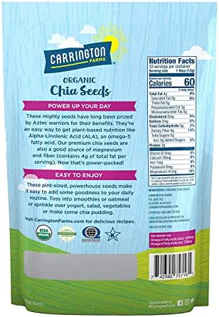 Carrington Farms Organic Chia Seeds, Gluten Free, USDA Organic, 14 Ounce