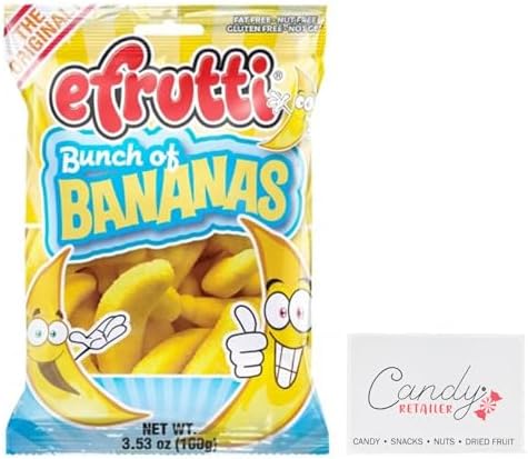 eFrutti Gummi Candy 3.5oz Bags (Bunch of Bananas) | With Candy Retailer Sticker