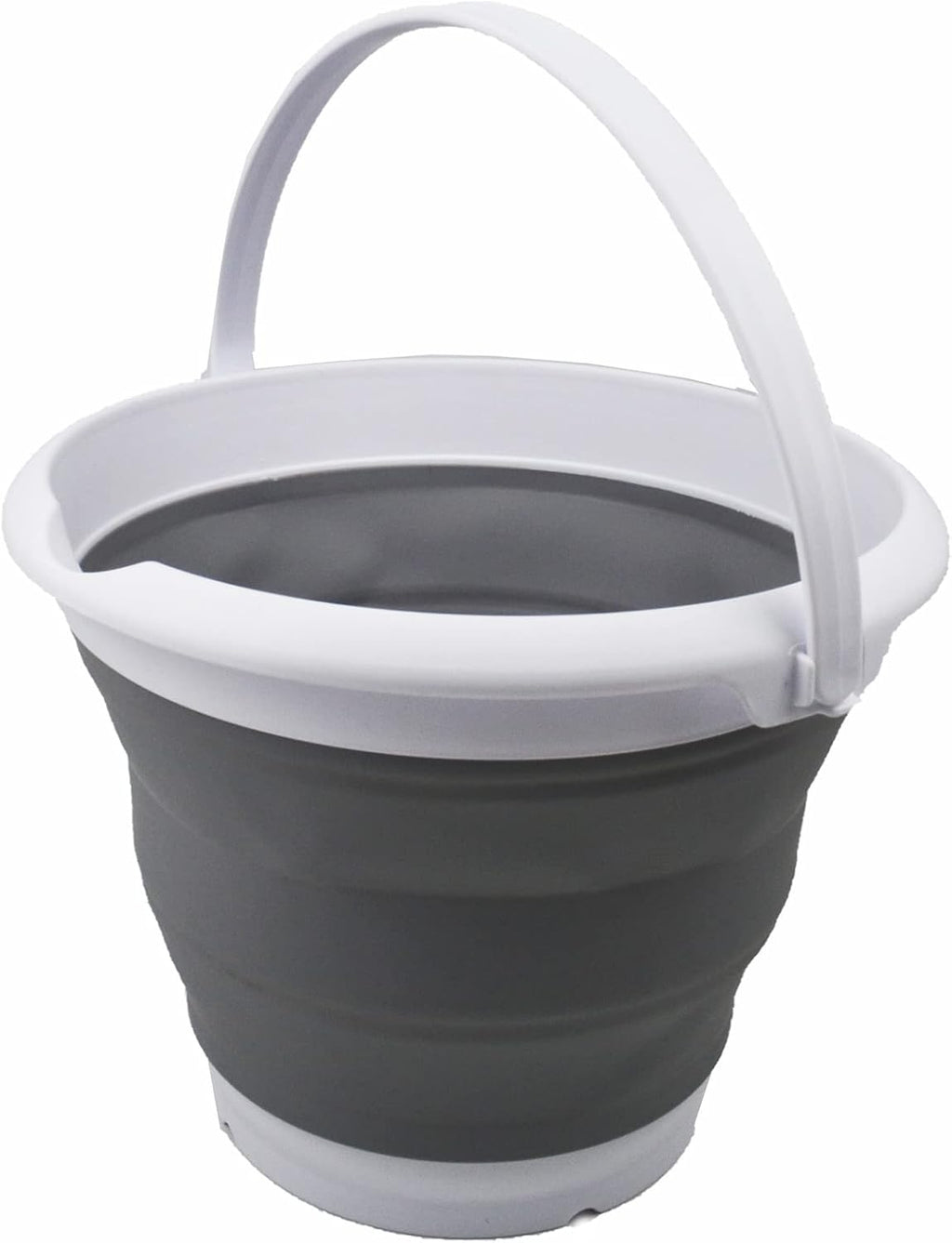 SAMMART 8.5L (2.2 Gallon) Collapsible Plastic Bucket - Foldable Round Tub - Portable Fishing Water Pail - Space Saving Outdoor Waterpot. Size 31cm Dia (White/Grey, 1)