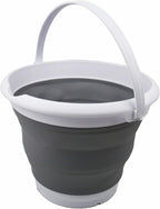 SAMMART 8.5L (2.2 Gallon) Collapsible Plastic Bucket - Foldable Round Tub - Portable Fishing Water Pail - Space Saving Outdoor Waterpot. Size 31cm Dia (White/Grey, 1)