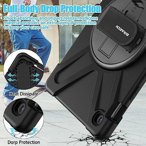 BRAECNstock for Samsung Galaxy Tab S5e Case 10.5 inch 2019 (SM-T720/T725/T727) with Screen Protector Pen Holder Rotating Stand+Hand Strap Shockproof Protective Galaxy S5e Tablet Case for Kids - Black