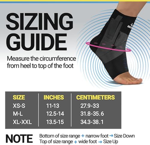 BioSkin Ankle Compression Brace - Sprained Ankle, Post Injury Support Brace for Women and Men, Swollen Feet Relief, HSA or FSA Eligible (Medium, Large)