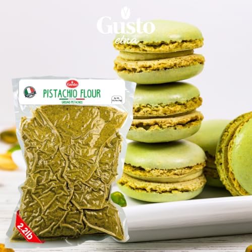 GUSTO ETNA Pistachio Flour, Sicilian Fine Chopped Pistachio Flour, Ground, Powder, Gluten Free Flour, Non Gmo, Vegan, Product of Bronte, Sicily, From Italy, 2.2 Lb (1 kg)
