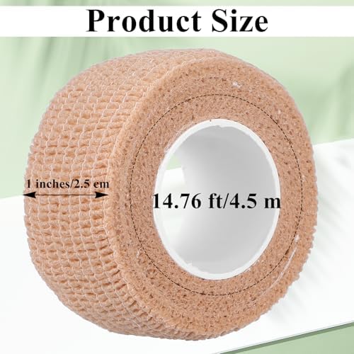 8 Rolls 1 inch Big Toe Protectors Bandage, Self Adhesive Toe Covers Guards for Men, Women, Runners Pain Relief, Thumb, Finger, Wrist, Ankle, Vet Wrap, Broken Little Toenail Tape (Skin Color)