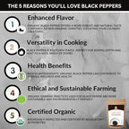 Spicy Organic Ceylon Black Peppercorns Whole 2 LB (32 OZ) – USDA & Kosher Certified, Gluten-Free & Non-GMO – Pure Ceylon Premium Quality Organic Pepper, Perfect for Grinder Refill