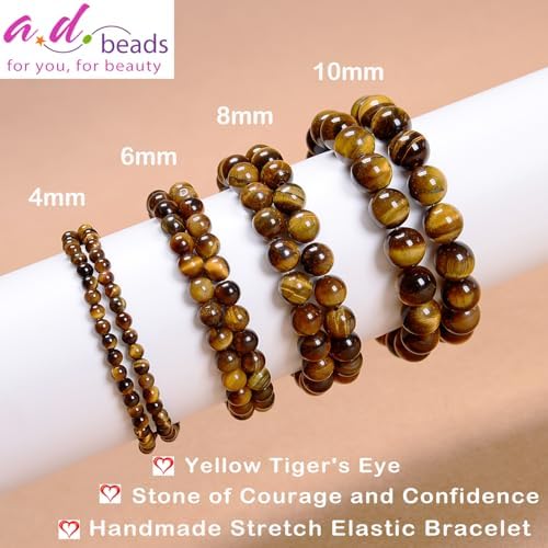 AD Beads Handmade Gemstone Stretch Elastic Bracelet Crystal Healing Reiki Nature's Beauty and Spiritual Essence Unisex