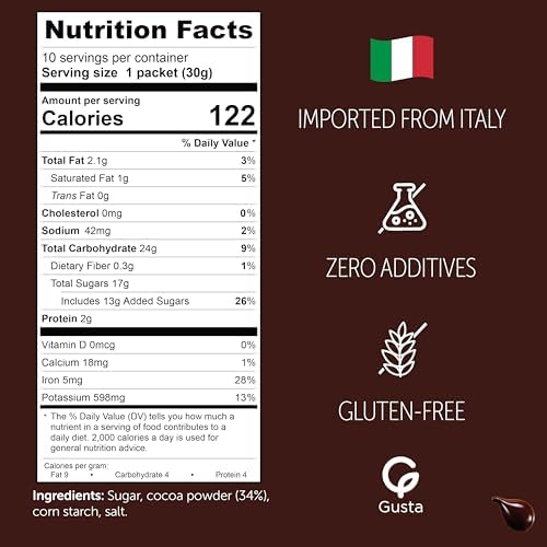 Italian Hot Chocolate Dark - Rich, Thick & Intense Cocoa Drink Mix - Authentic Made in Italy - Bold Flavor for Gourmet Hot Cocoa for Chocolate Lovers - 10 Packets