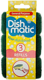 9x Heavy Duty Dishmatic Green Refill Sponges from Caraselle