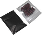 FERENLI 100 Pcs Mylar Zipper Lock Bag Food Storage Matte Foil Airtight Bags with Front Window Plastic Candy Packaging Pouch for Zip Flat Heat Seal Lock Resealable (7.5x10cm (3x3.9 inch), Black)