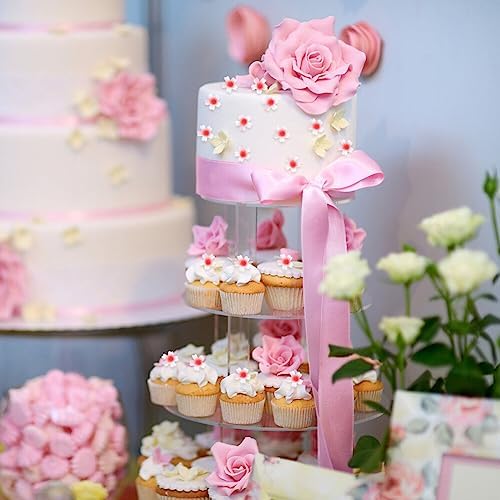 300 Pieces Edible Flower Cupcake Toppers, Sticky Rice Paper Decorative Cake Cupcake Toppers for Wedding Birthday Party Food Decoration