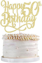 Gold Glitter Happy 50th Birthday Cake Topper,Cheers to 50 Years,happy 50th Birthday Cake Topper,50th Anniversary Cake Topper， men and women 50 years old happy birthday Party Decoration