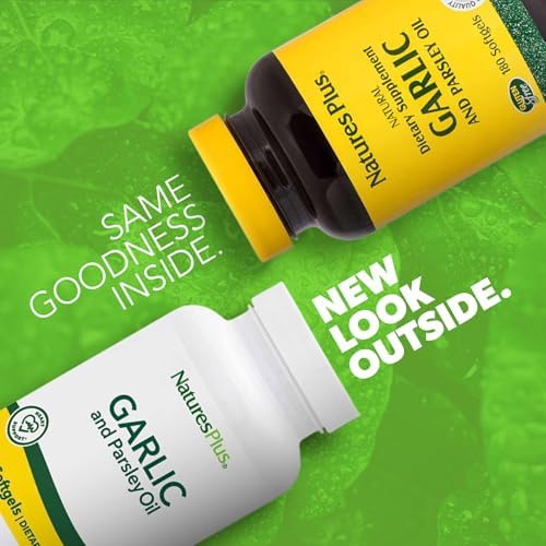 NaturesPlus Garlic and Parsley Oil - 180 Easy-to-Swallow Softgels - Supports Immune Health - Gentle on the Stomach - 180 Servings