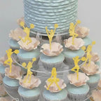 Rsstarxi 36 Pack Gold Cheerleader Cupcake Toppers Glitter Cheer Team Gymnastics Cupcake Picks Decoration for Gymnast Girls Birthday Wedding Party Cake Decorations Supplies