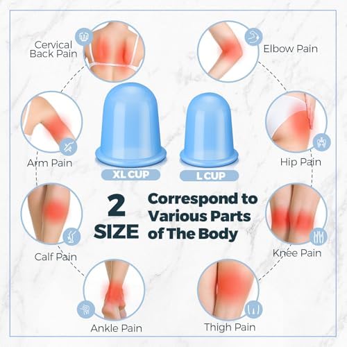 TrelaCo 12 Pcs 2 Size Cupping Therapy Set Silicone Anti Cellulite Cupping Kit for Massage Therapy Cupping Therapy Set Vacuum Suction Cup for Arthritis Relief, Pain Reduction Adults Home Use(Blue)