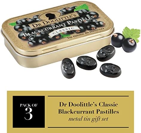 Dr. Doolittle’s Classic Soft Fruit Pastilles for Voice and Throat, Blackcurrant Flavor, 2.12 Ounce Tin, approximately 25 Count Package
