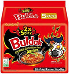 Samyang Buldak Hot Chicken Ramen, Korean Stir-Fried Instant Noodle, 2X Spicy, 4.94 OZ(140g), Pack of 5