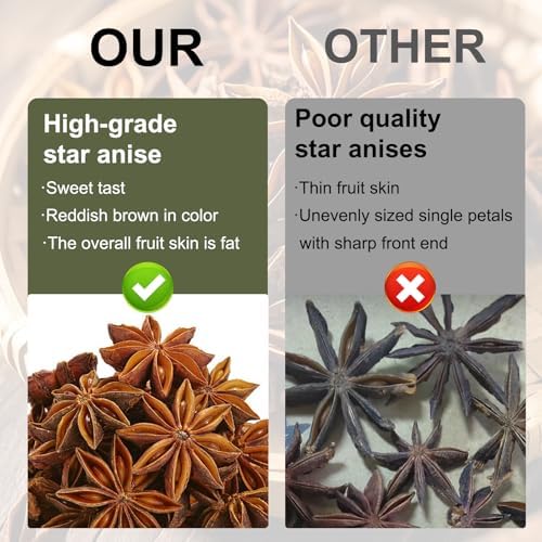 Kah's Journey Star Anise Whole 16 oz for Cooking, Baking, or Brewing Tea, Chinese Star Anise Bulk Bag