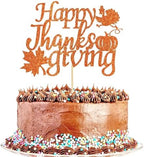 10Pcs Thanksgiving Cake Toppers, Pumpkin Turkey Fall Theme Cupcake Decorations, Happy Thanksgiving Day Glitter Party Supplies for Table Decor, DIY Baking Decoration Harvest Festival Dessert Decor