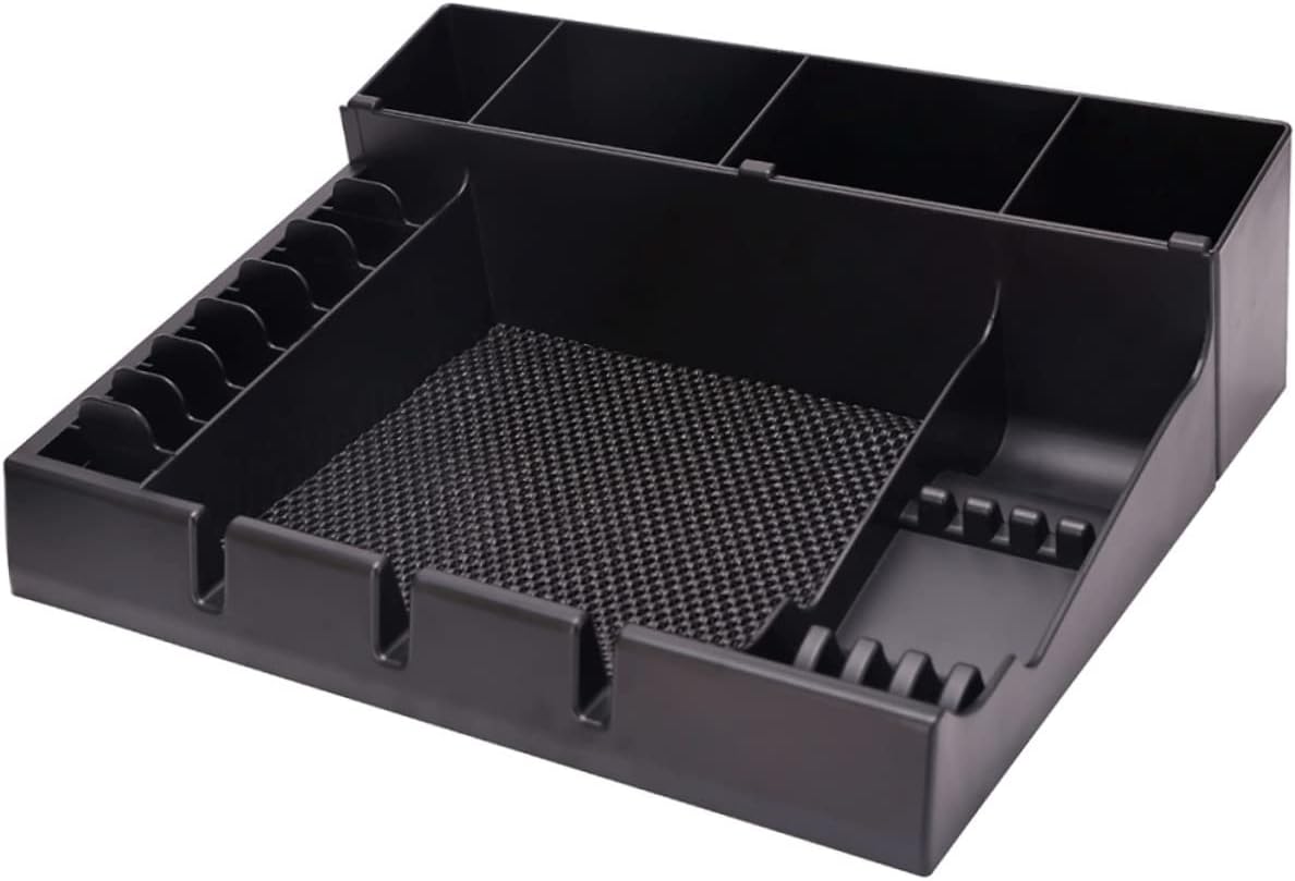 LALAFINA Clipper Guard Organizer Salon Station Storage Box 15X12X4 Inch Push-Cut Hair Clipper Holder with Notches for Barber Tools and Trimmer Storage