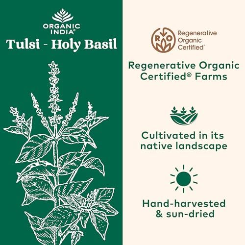 Organic India Tulsi Original Loose Leaf Herbal Tea - Immune Support, Vegan, Gluten-Free, Kosher, USDA Certified Organic, Non-GMO, Caffeine-Free, Healthy Stress-Relief & Uplift Mood - 1 lb Bag
