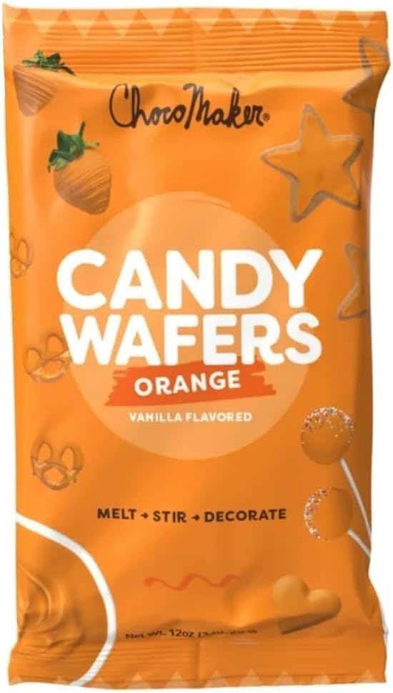 Chocomaker Vanilla Flavored Candy Wafers, Easy to Use, No Clumping, Nothing to Add, Smooth and Great for Decorating (12oz (Pack of 2), Orange)