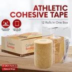 HEALQU Self Adhesive Bandage Wrap – 12 Rolls 3" x5Yd Cohesive Tape for Athletic & Sports -Self Adherent Medical Tape, Flexible, Waterproof Elastic Bandages for Wrist & Ankle Vet Wrap for Dogs