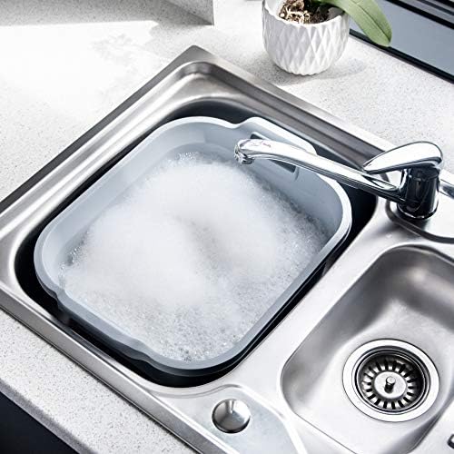 Addis Eco Made from 100% Recycled Plastic Washing up Bowl with Twin Handle, 9.5 Litre, Light Grey