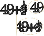 Ephlyn 1Pc 49+1 Black Glitter Cake Topper 50th Birthday Party Cake Decorations for Funny Fifty Years Old Birthday Party Supplies