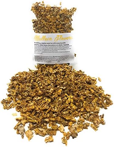 100% Dried Mullein Flowers (Verbascum thapsus) | Net Weight: 0.52oz / 15g | Soothing, slightly sweet tea with many benefits - Used for edible flower decorations on salads/toppings