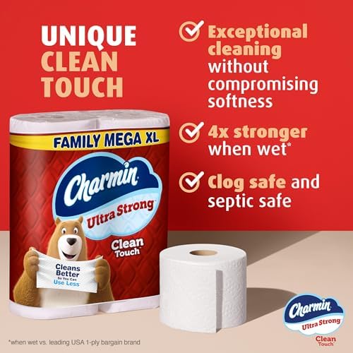 Charmin Ultra Strong Clean Touch Toilet Paper, 6 Family Mega XL Rolls = 42 Regular Rolls