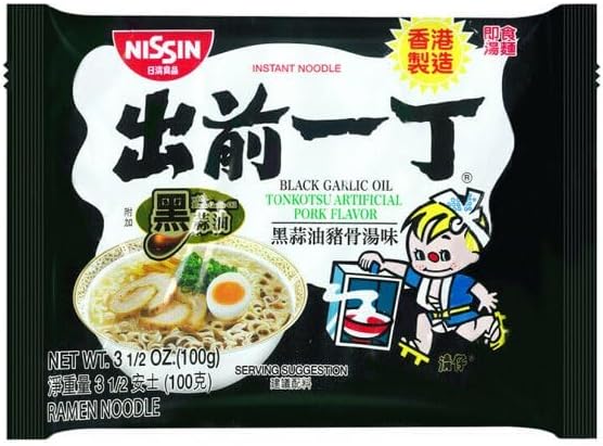 Nissin Ramen Noodle Instant Noodles With Soup Base 12 Pack (Black Garlic Oil Tonkotsu Pork)